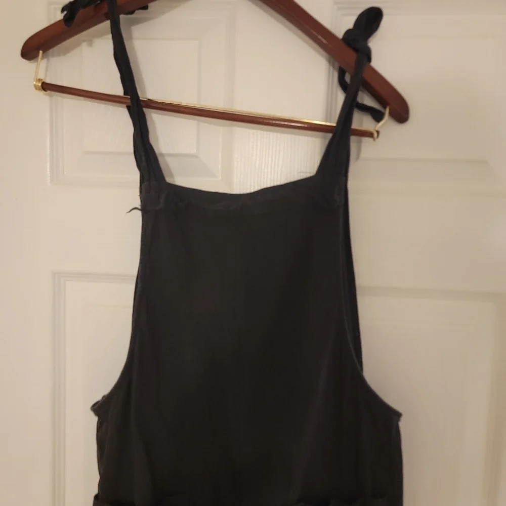 Tiger Mist Jumpsuit Sz M Straight Fray Leg Wash Black Coastal Lagenlook - Picture 2 of 10